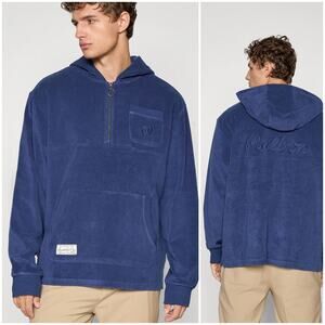 Malbon Castello Quater Zip Hoodie in Ocean Blue size XL NWT